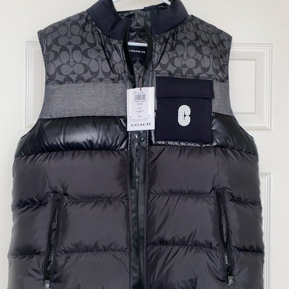 Coach Down Vest C536 Black Mens Large 